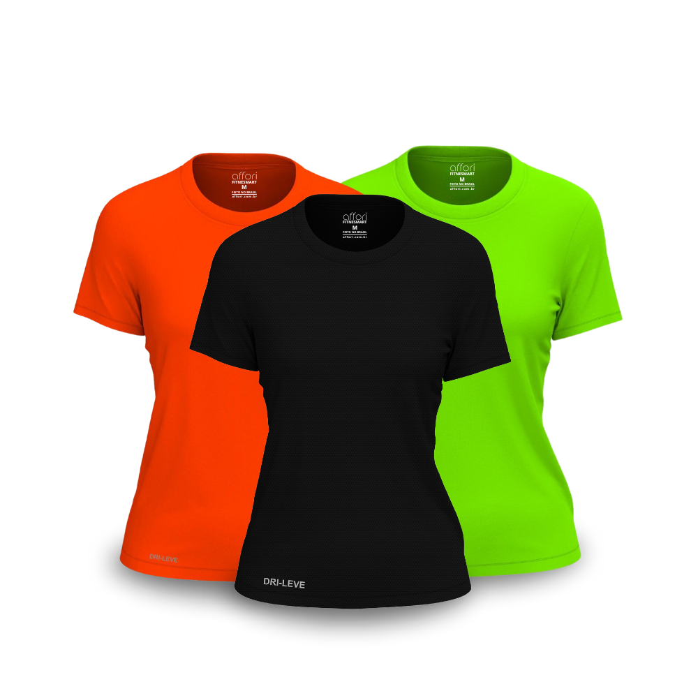 Kit 3 FitneSmart Women's Technology T-Shirts - Anti-Sweat