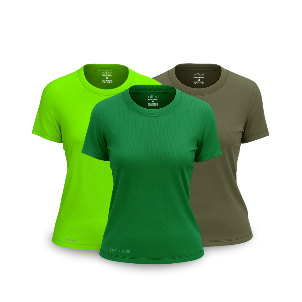 Kit 3 FitneSmart Women's Technology T-Shirts - Anti-Sweat